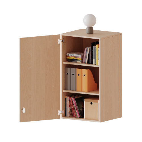 Aufsatzschrank, 3 Ordnerhöhen - Serie evo180 B/H/T: 60x108x50 cm, 1 Tür, abschließbar, Tür öffnet nach links