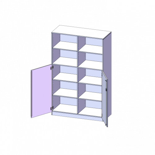 Schrank, 5 Ordnerhöhen, Türen unten (3 OH), oben 2 offene Fächer - Serie evo180 B/H/T: 120x190x60 cm, 2 Türen, abschließbar, mit Sockel (81 mm)