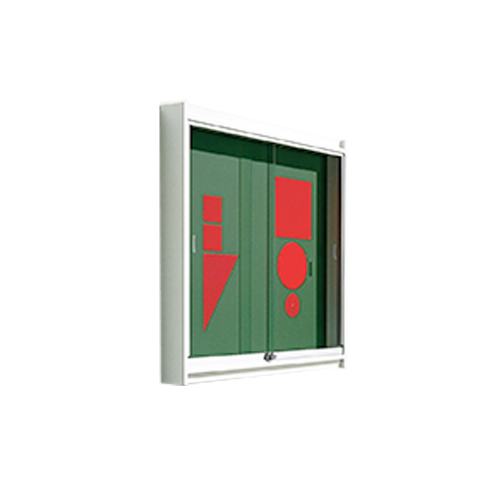 Holzvitrine Modell IV 1 B/H/T: 195x100x12 cm, Stahlemaille grün