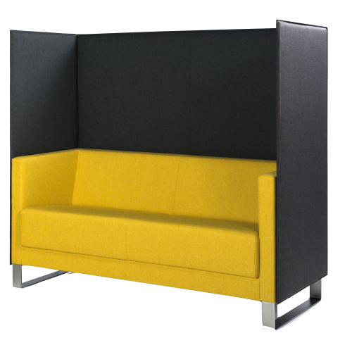 Sit!Box - Privacy 2er Sofa mit Armlehne, 4-Fuß Gestell in chrom, Breite 127 cm, Höhe 140 cm, Tiefe 70 cm
