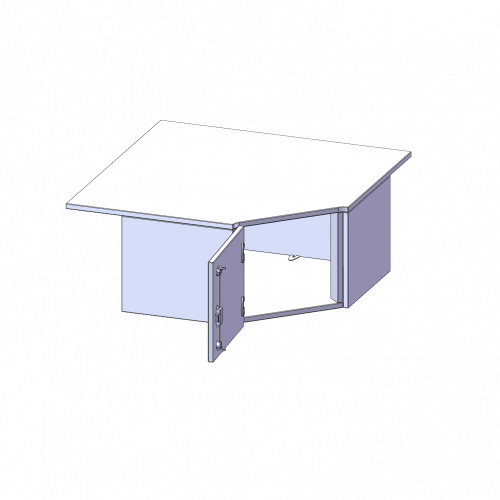 Innenecke Aufsatzschrank, 1 Ordnerhöhe - Serie evo180 B/H/T: 90x36x90 cm, Für 60 cm tiefe Schrankwände, Tür öffnet nach links