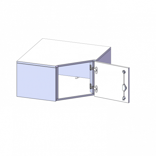 Innenecke Aufsatzschrank, 1 Ordnerhöhe - Serie evo180 B/H/T: 80x36x80 cm, Für 50 cm tiefe Schrankwände, Tür öffnet nach rechts