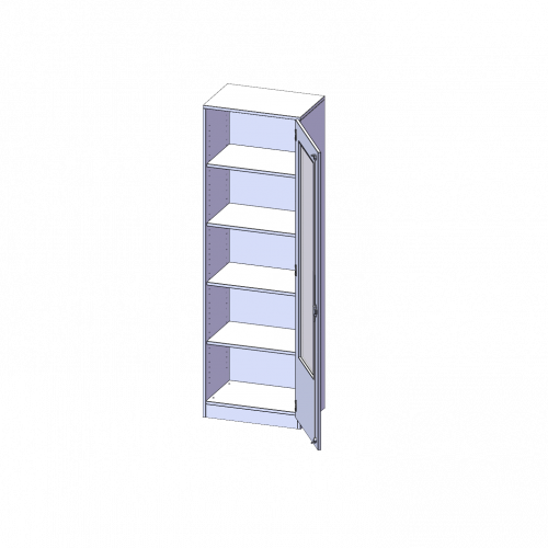 Schrank mit verglasten Türen, 5 Ordnerhöhen - Serie evo180 B/H/T: 60x190x40 cm, 1 Tür mit Glaseinsatz, abschließbar, Tür öffnet nach rechts, mit Sockel (81 mm)