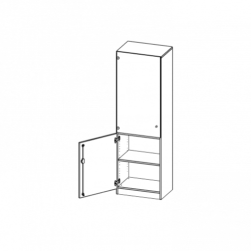 Schrank, 5 Ordnerhöhen, unten Tür (2 OH), oben Vitrinentür (3 OH) - Serie evo180 B/H/T: 60x190x50 cm, 1 geschlossene und 1 Glastür, abschließbar, Türen öffnen nach links, Sockel