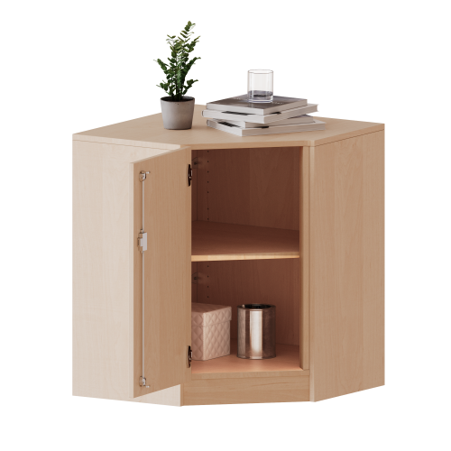 Innenecke als Schrank, 2 Ordnerhöhen - Serie evo180 B/H/T: 90x82x90 cm, Für 60 cm tiefe Schrankwände, Tür öffnet links, mit Sockel (81 mm)