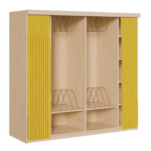 Liegepolsterregal mit Vorhang für 130-150 cm lange Polster, mit Fächern B/H/T: 198x190x72 cm, für bis zu 12 Matratzen, Bettwäschefächer, in Korpusbauweise
