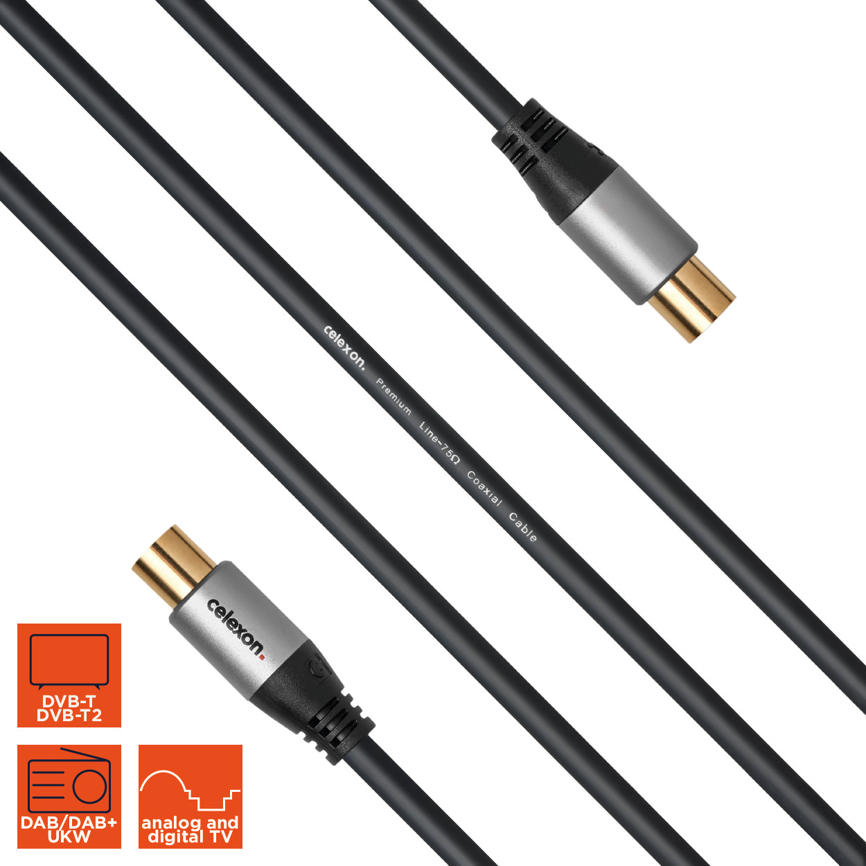 celexon IEC TV Antennenkabel 1,5m - Professional Line