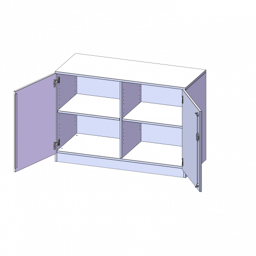 Schrank, 2 Ordnerhöhen - Serie evo180 B/H/T: 120x82x50 cm, 2 Türen, abschließbar, mit Mittelwand, mit Sockel (81 mm)