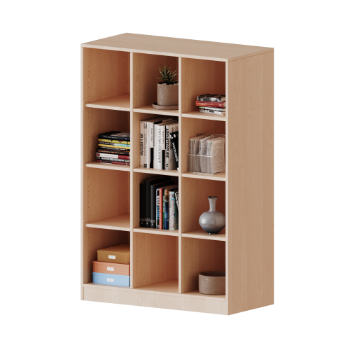 Regal, dreireihig, 4 Ordnerhöhen - evo180 Serie B/H/T: 104,5x154x40 cm, mit Sockel (81 mm) und Mittelwand, ohne Boxen, 9 Einlegeböden