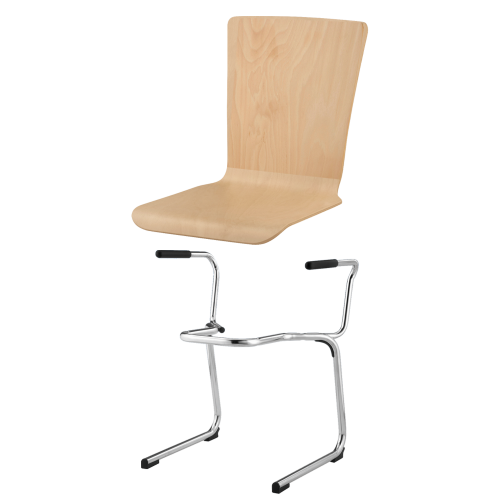 Stapelstuhl mit Schale "Paris" und Chromgestell Sitzhöhe: 46 cm, Sitzschale Paris mit Gestell "Detroit AL" mit Armlehnen, verchromt