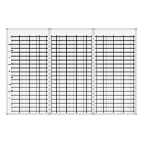 Klassenplantafel erweiterbar mit Whiteboardoberfläche Stundenplantafel 3-teilig für 30 Klassen mit 12 Tagesstunden, 142x123 cm