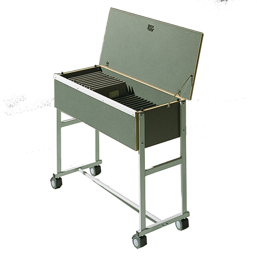 Klassenbuchwagen zur Unterbringung von Klassenbüchern DIN A4, Serie KLW, fahrbar B/H/T: 110x 92x45 cm, 4 Rollen, mit Deckel, abschließbar, für 28 Bücher