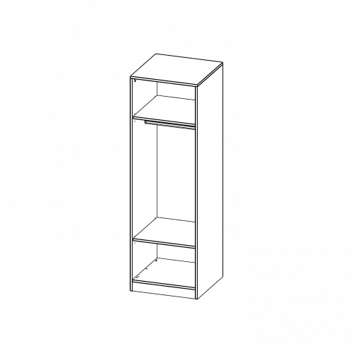 Garderobenregal,  5 Ordnerhöhen - Serie evo180 B/H/T: 60x190x60 cm, mit Garderobenstange, mit Sockel (81 mm)