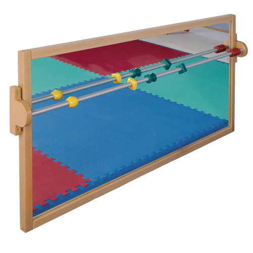 Lauflernspiegel B/H/T: 120x120x4 cm, Sicherheitsspiegel mit Massivholz-Buche-Rahmen