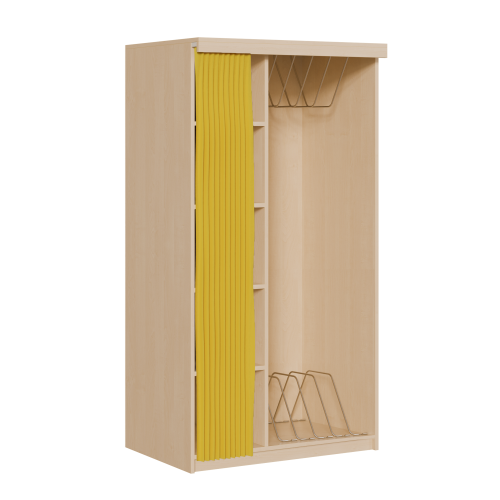 Liegepolsterregal mit Vorhang für 160 cm lange Polster, mit Fächern B/H/T: 100x190x72 cm, für bis zu 6 Matratzen, seitliche Bettwäschefächer, in Korpusbauweise
