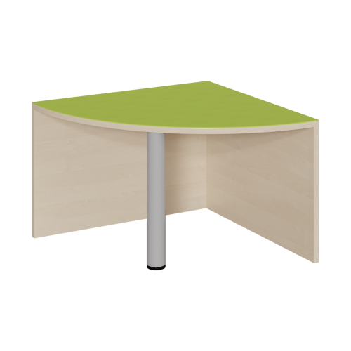 Viertelkreiseck-Podest R 70 cm mit Linoleum-Deckplatte B/H/T: 70x46x70 cm, Bogenbereich offen, mittig mit Stütze