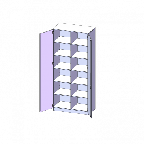 Schrank, 6 Ordnerhöhen - Serie evo180 B/H/T: 100x226x50 cm, 2 Türen, abschließbar, mit Mittelwand, mit Sockel (81 mm)