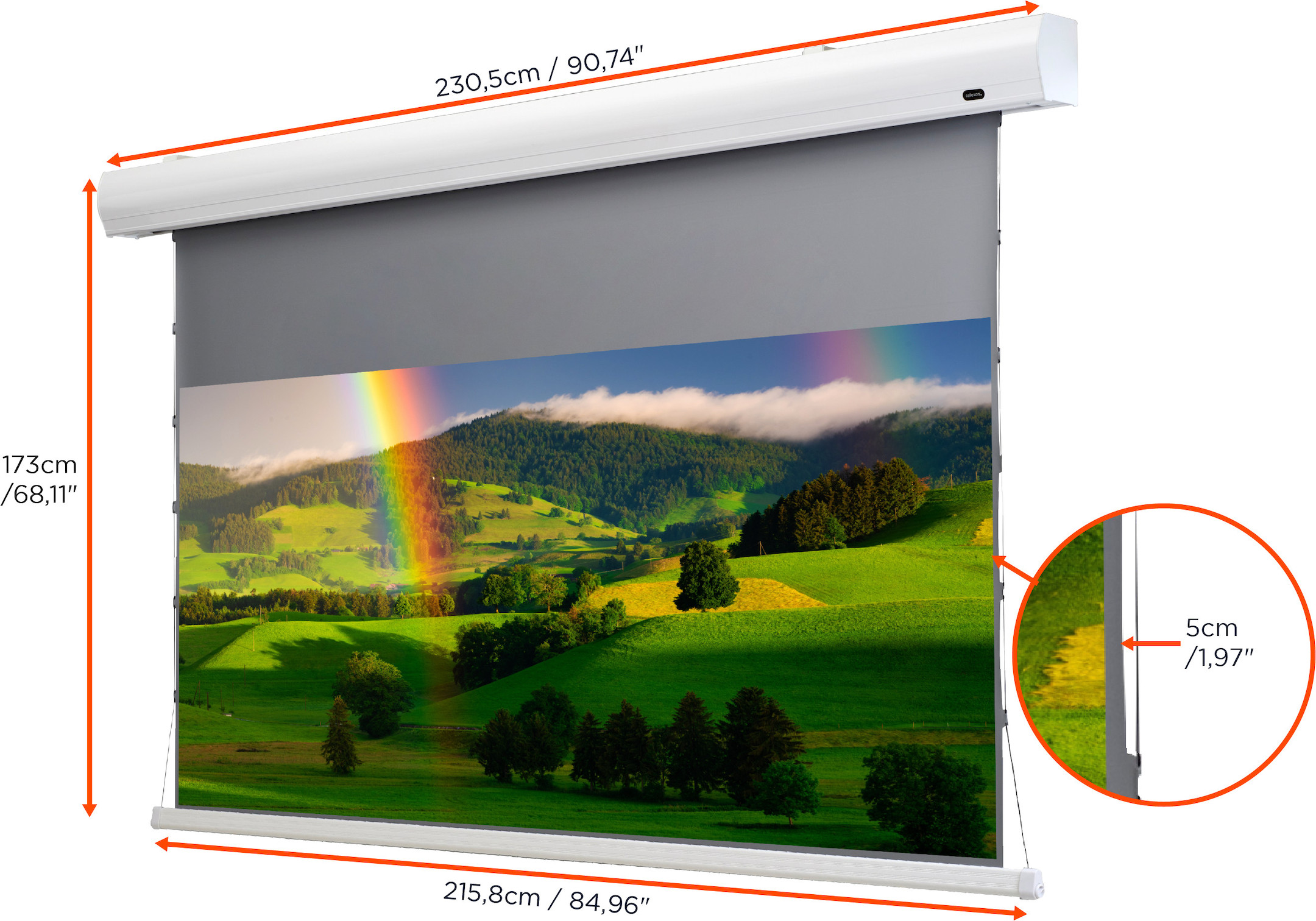 celexon HomeCinema Hochkontrastleinwand Tension 199 x 112 cm, 90" - Dynamic Slate ALR
