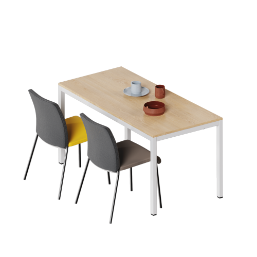 Tisch melaminharzbeschichtet mit Vierfußgestell B/T: 160x80 cm, Rechtecktisch mit Standfüssen aus Rechteckrohr 30x30x2 mm
