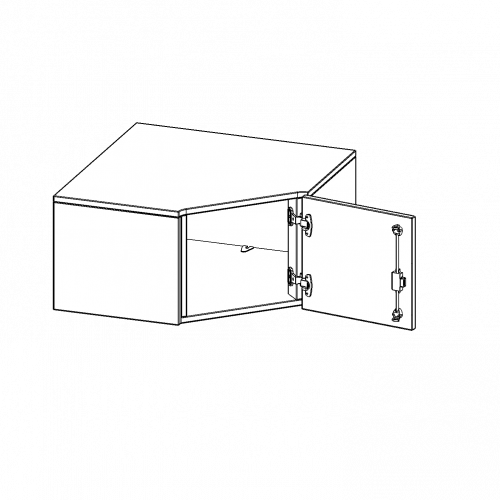 Innenecke Aufsatzschrank, 1 Ordnerhöhe - Serie evo180 B/H/T: 70x36x70 cm, Für 40 cm tiefe Schrankwände, Tür öffnet nach rechts