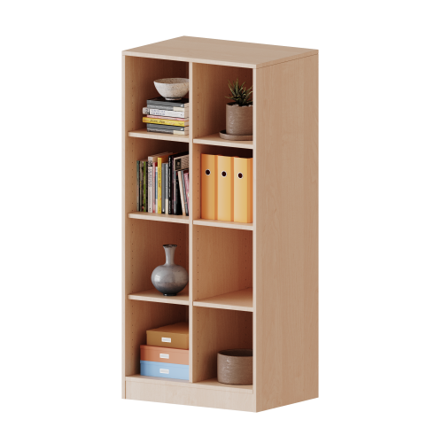 Regal, zweireihig, 4 Ordnerhöhen - evo180 Serie B/H/T: 70,3x154x40 cm, mit Sockel (81 mm) und Mittelwand, ohne Boxen, 6 Einlegeböden
