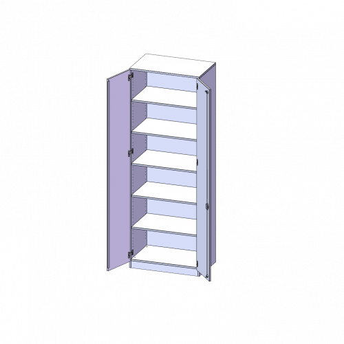 Schrank, 6 Ordnerhöhen - Serie evo180 B/H/T: 80x226x60 cm, 2 Türen, abschließbar, mit Sockel (81 mm)