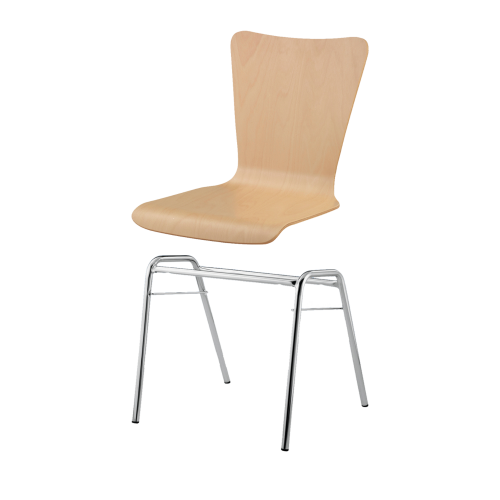Stapelstuhl mit Schale "Madrid" und Chromgestell Sitzhöhe: 46 cm, Sitzschale Madrid mit Gestell "Boston", verchromt