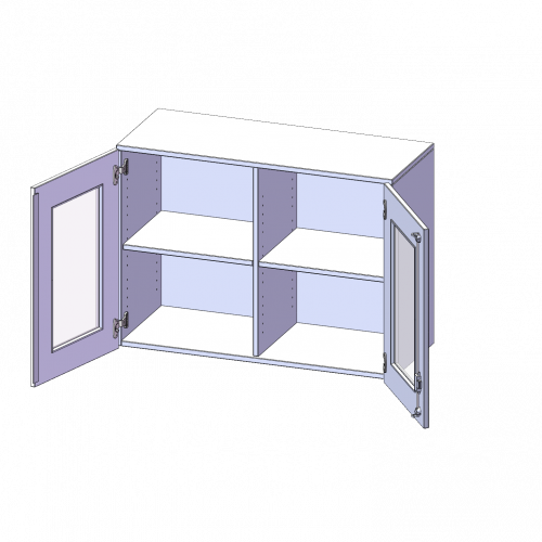 Aufsatzschrank, 2 Ordnerhöhen - Serie evo180 B/H/T: 100x72x40 cm, 2 Türen mit Glaseinsatz, abschließbar, mit Mittelwand