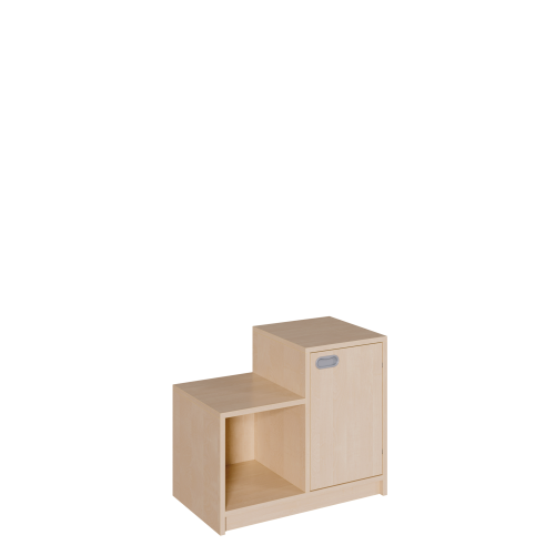 Korpus-Schrank "SideStep", Regal und Tür B/H/T: 70,5x40/60x40 cm, in stufenartiger Kontur, links mit Regal, Tür -rechts- auf hoher Seite