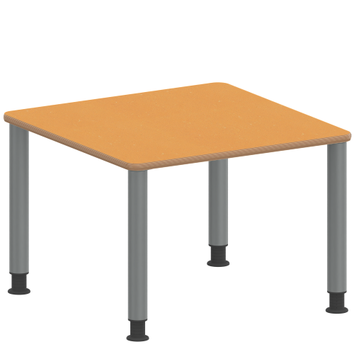 Tisch ZALOTTI mit Linoleum-Belag Quadrattisch, B/H/T: 60x46x60 cm, Stahlrohrbeine Ø 60 mm, Fußvariante: höhenverstellbar (46/60 cm), Tischbeine mit RAL-Farbe 9006 (weißaluminium)