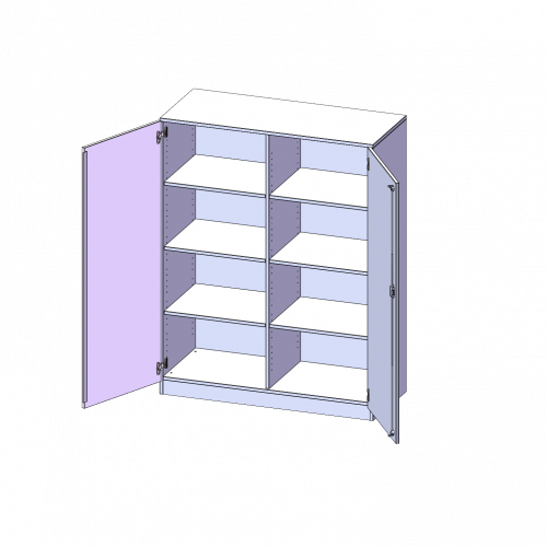 Schrank, 4 Ordnerhöhen - Serie evo180 B/H/T: 120x154x50 cm, 2 Türen, abschließbar, mit Mittelwand, mit Sockel (81 mm)