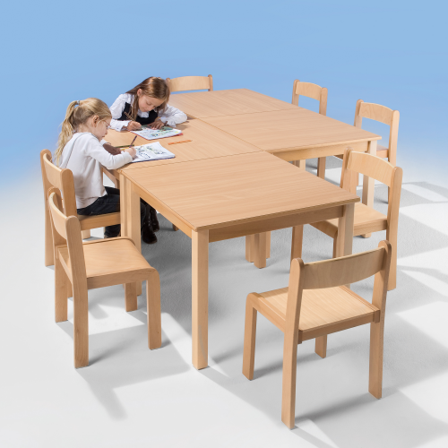 Quadrattisch mit Massivholzgestell und Schichtstoffplatte B/T: 60x60 cm, in 7 Tischhöhen lieferbar