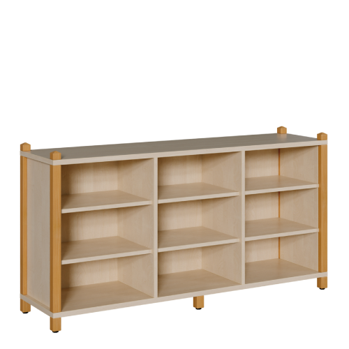 Stollen-Raumteilerregal, dreireihig B/H/T: 156x80x40 cm, mit 2 Mittelwänden und 2 Einlegeböden je Segment; mit kompletter Rückwand
