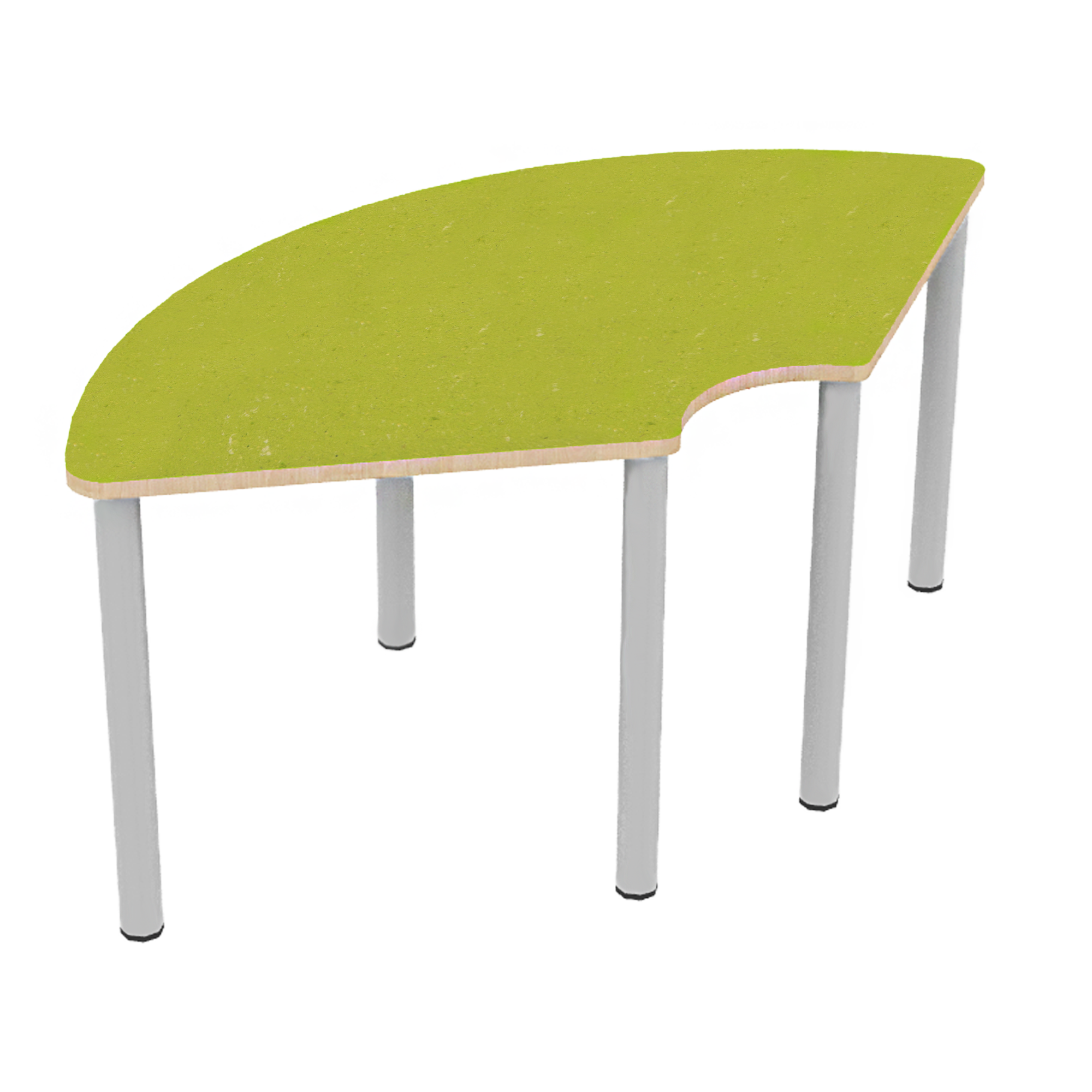 Speiseraumtisch als Drittelkreistisch B/H/T: 173x46x90 cm, mit Linoleum, Stahlgestell Rundrohr 40 mm, Tischplatte mit ABS-Sicherheitskanten