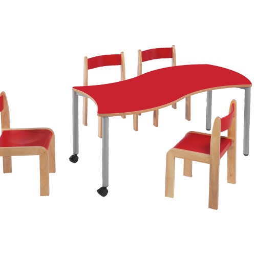 Swing-It "Steely" Rechteck-Wellentisch, Schultisch B/H/T 120x46x60 cm, kombinierbar mit anderen Tischen der Serie