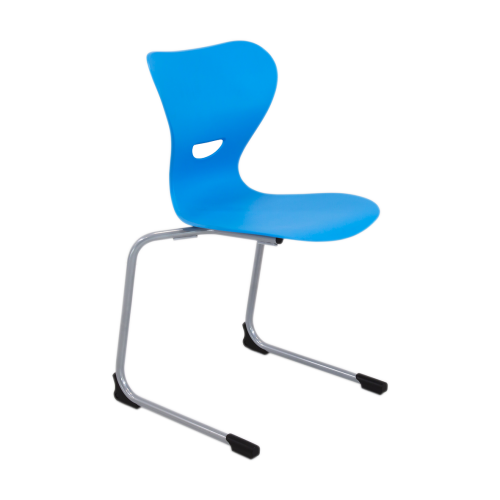 Freischwinger Schulstuhl mit Kunststoff Sitzschale Stapelbarer Freischwinger Schülerstuhl mit ergonomisch geformter Kunststoff- Sitzschale, mit Griffloch,  Sitzhöhe nach DIN 5 - 42 cm