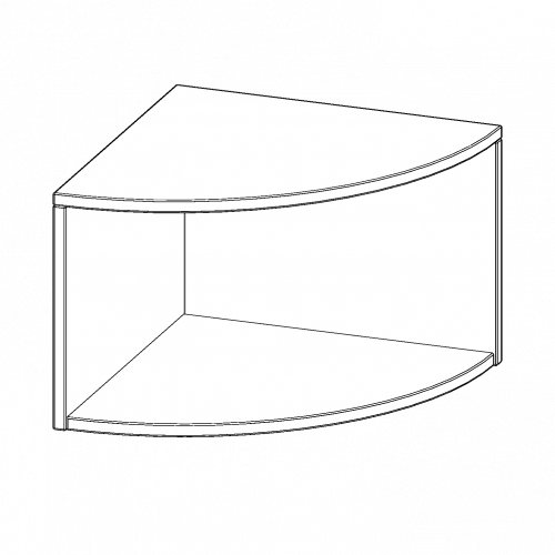 Außenecke Aufsatzregal, 1 Ordnerhöhe - Serie evo180 B/H/T: 50x36x50 cm, Viertelkreis, Erweiterung rechts