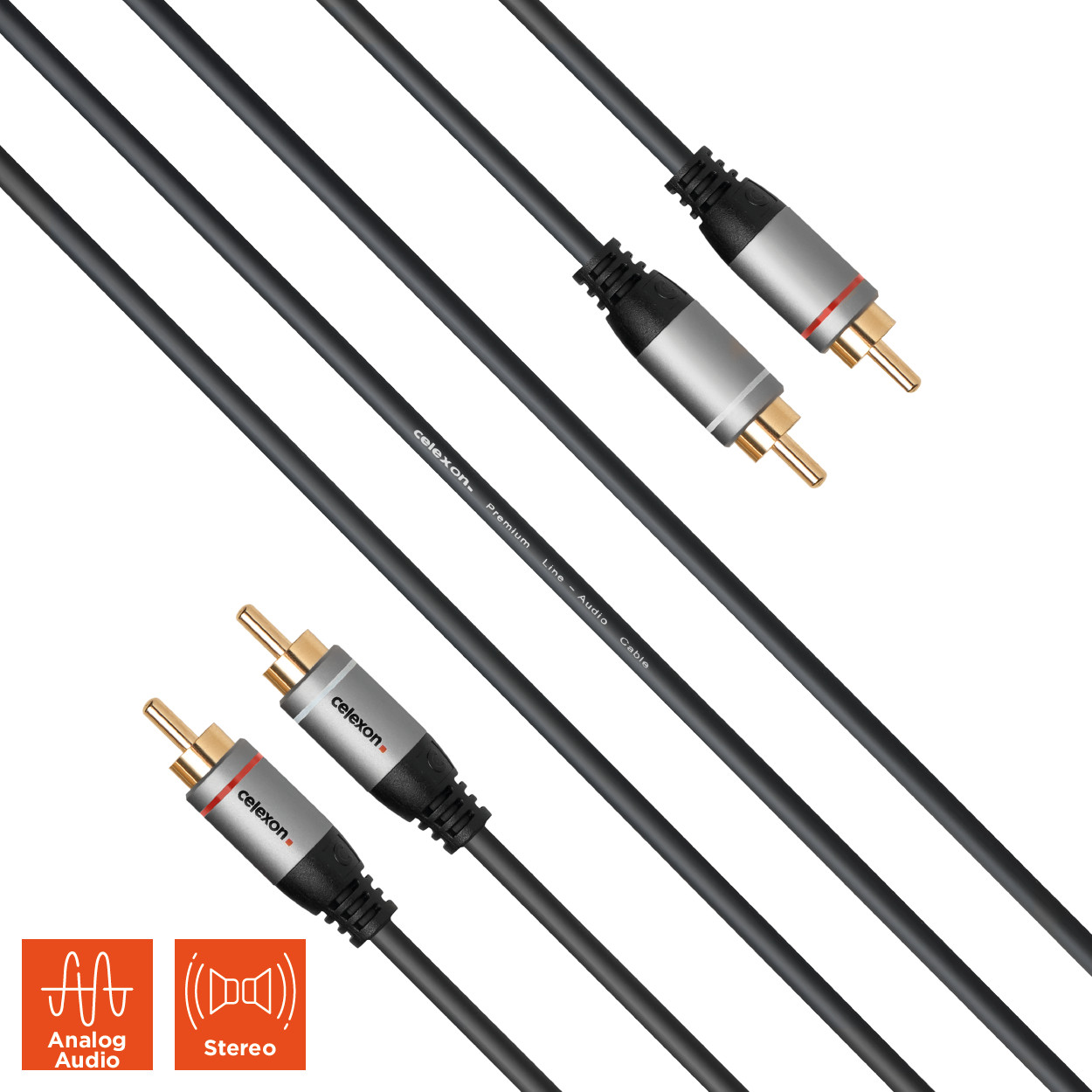 celexon 2x Cinch Stereo Audiokabel 10,0m - Professional Line
