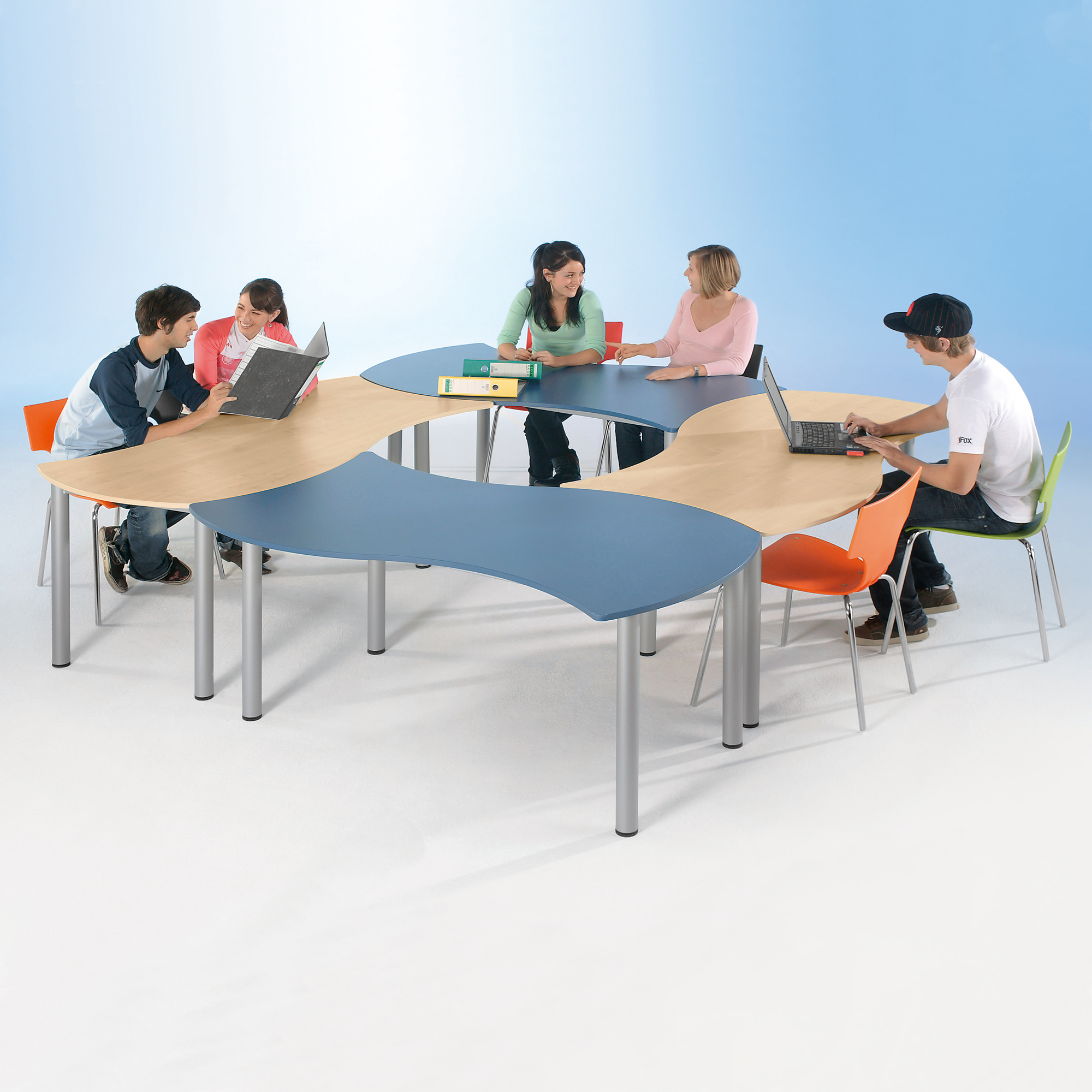Wellen-Rechtecktisch SoooRounD Basic I, mit Melaminplatte B/T: 160x80x72 cm, feststehend