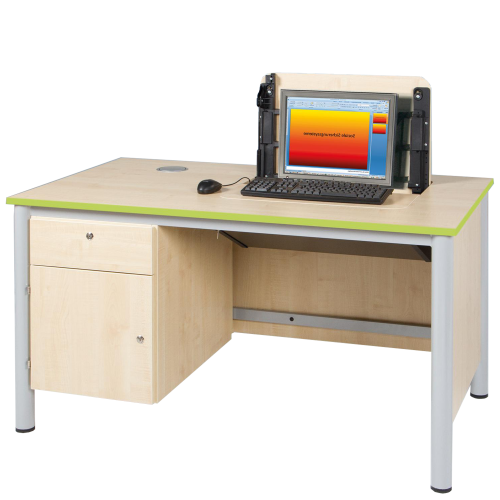 Lehrer Computertisch, abschließbar B/H/T: 140x76x80 cm, Unterschrank links