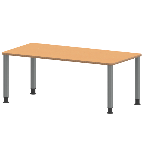Tisch ZALOTTI mit Linoleum-Belag Rechtecktisch, B/H/T: 160x71x80 cm, Stahlrohrbeine Ø 60 mm, Fußvariante: höhenverstellbar (71/85 cm), Tischbeine mit RAL-Farbe 9006 (weißaluminium)