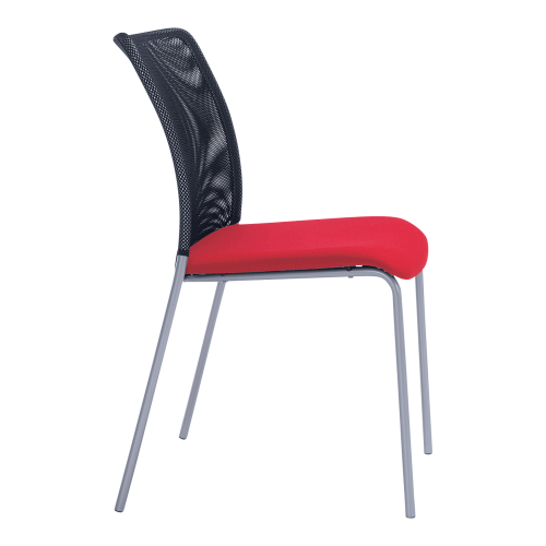 Konferenzstuhl SOLA, mit 4-Fußgestell B/H/T: 50x88x58 cm, schwarzer Netzstoff, Gestellfarbe: Chrom, Stoffgruppe wählbar