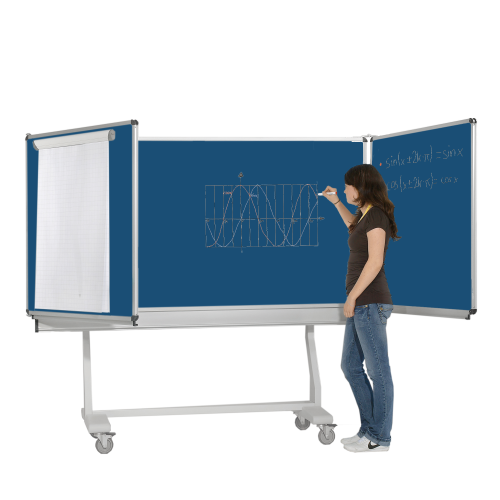 Federzugtafel aus Premium Stahlemaille, fahrbar, Serie FZR E MF 200x120 cm FF 100x120 cm, blau