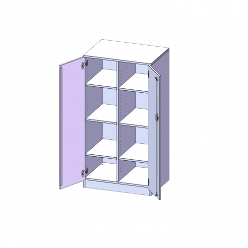 ErgoTray Schrank, zweireihig, 3,5 Ordnerhöhen - evo180 Serie B/H/T: 70,3x136x50 cm, zweitürig, mit Sockel (81 mm), ohne Boxen