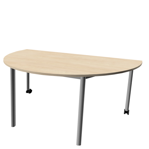 Fahrbarer Vari² Halbrundtisch mit melaminharzbeschichteten Tischplatte B/H/T: 120x72x60 cm