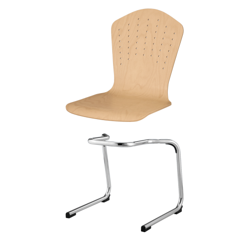 Stapelstuhl mit Schale "London" und Chromgestell Sitzhöhe: 46 cm, Sitzschale London mit Gestell "Detroit", verchromt