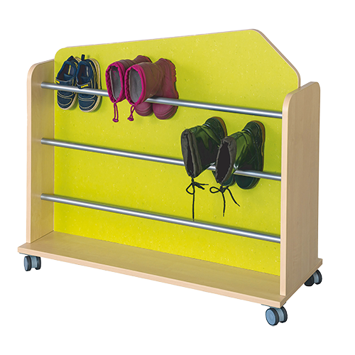 Stiefelwagen doppelseitig B/H/T: 95x88x40 cm, mit beidseitiger Stiefelaufbewahrung für etwa 25 bis 30 Paar Stiefel, aus feuerhemmendem Material - Dekor Birke