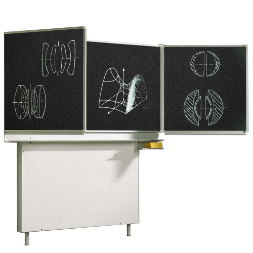 Wandtafel Schultafel aus Premium Stahlemaille, Serie ME MF 200x120 cm, FF 100x120 cm, 7,2 m² Schreibfläche, schwarz, mit Stützfuß