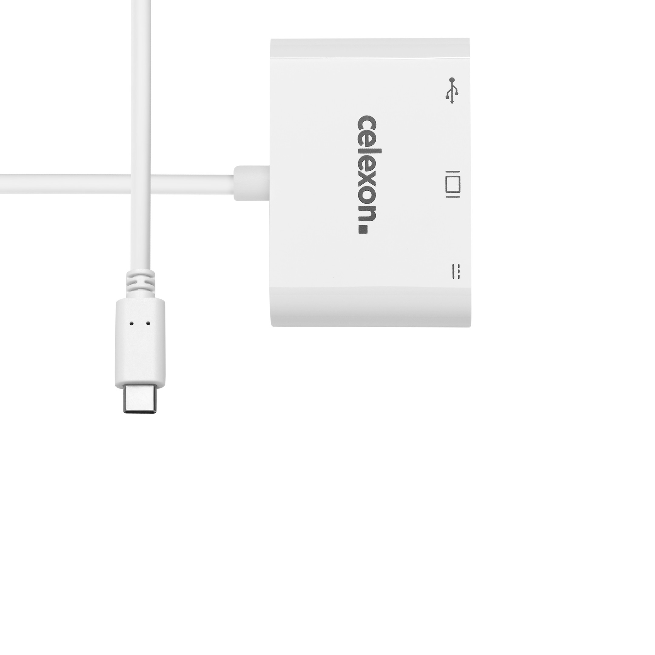 celexon USB-C auf HDMI - USB-A - USB-C M/F Multiport Adapter, weiß