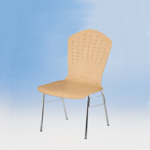 Stapelstuhl mit Schale "London" und Chromgestell Sitzhöhe: 46 cm, Sitzschale London mit Gestell "Phoenix AL", verchromt